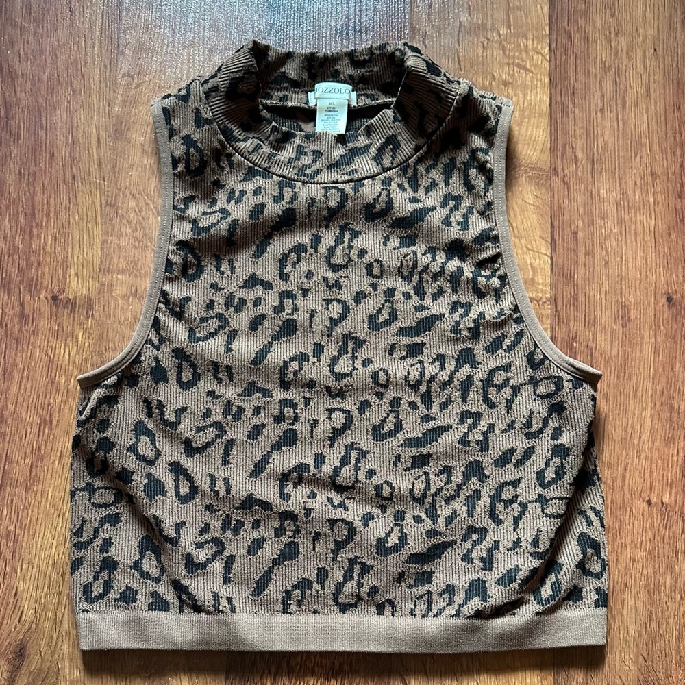 Bozzolo Brown Leopard Print Crop Top